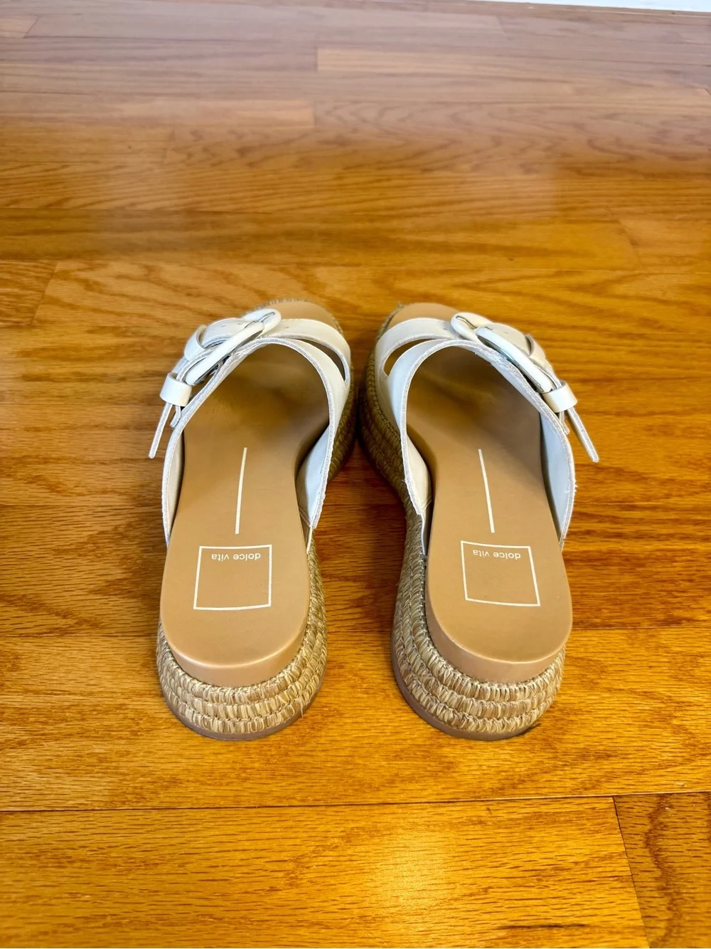 Dolce Vita Witny White Leather Espadrille Platform Buckle Sandals 6⁠